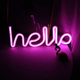 Hello Neon Light LED Wall Lights Store Greeting Signs Home Decor Night Lamp Party Wedding Window Shop Battery &amp; USB Powered