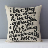 Popular phrase words letters printed couch cushion home decorative pillows 45x45cm square cushions without core &quot;Love you more&quot;