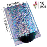10PCS Metallic Foil Bubble Mailer Makeup Gift Bag Colorful Padded Wrap Packaging Bubble Envelope Padded Laser Silver Mailing Bag
